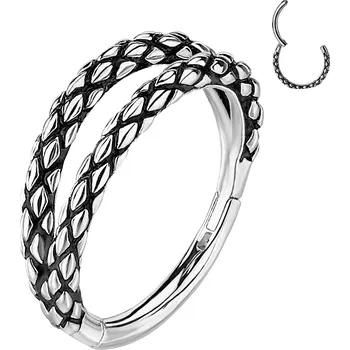 Piercing Atreya Ocelový kroužek s otevíráním Snake skin Barva: Stříbrná, Délka / Průměr: 8 mm