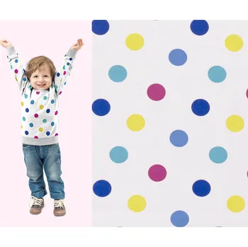 Teplákovina French Terry v bílé barvě s potiskem velkých puntíků 19637/050