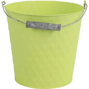 Květináč Plechový kyblík s uchem Sannah S žlutý 20x20x19 cm