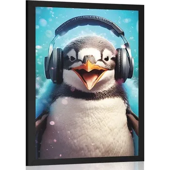 Plakát Dovido Plakát tučňák se sluchátky