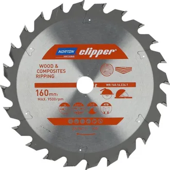 Řezný kotouč NORTON-CLIPPER Kotouče na dřevo 160x2.6mm /1.6x16mm Norton Clipper TCT WOOD RIPPING