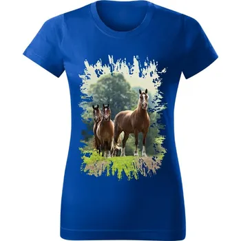 Dámské tričko Moon River Dámské tričko s koněm č.03 Modré XXL (koňské koně kůň hlava)