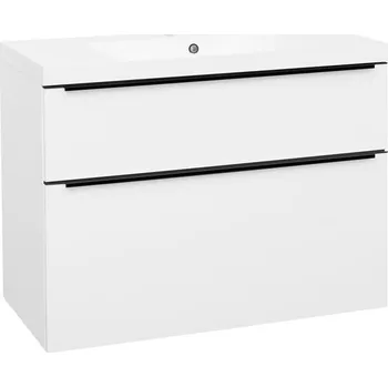 Koupelnový nábytek EBS Nevio Skříňka s černým úchytem + umyvadlo 101 cm, bílá lesklá NEVIO101CB
