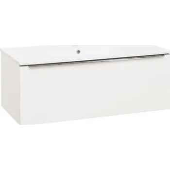 Koupelnový nábytek EBS Nevio Skříňka a keramické umyvadlo Slim 101 cm, 1 zásuvka, bílá lesklá NEVIOZSL101B