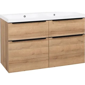 Koupelnový nábytek EBS Nevio Skříňka s černým úchytem + umyvadlo 121 cm, dub Riviera NEVIO121CD