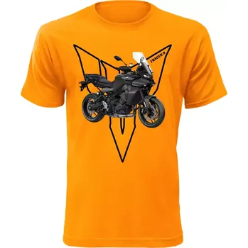 Pánské tričko s motorkou Yamaha Tracer 9 oranžové