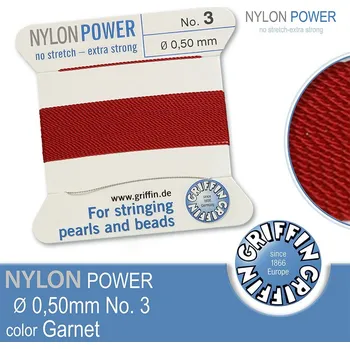 Nit NYLON Power velmi pevná nit GRIFFIN síla nitě 0,50mm Barva Garnet