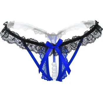 Dámské erotické kalhotky IGNITE Dámská erotická tanga v modro-černé barvě + Doprava zdarma