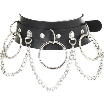 BDSM obojek STD Metal Collar with Chains