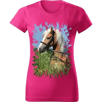 Moon River Dámské tričko s koněm č.06 Purpurové 3XL (kůň koňské )
