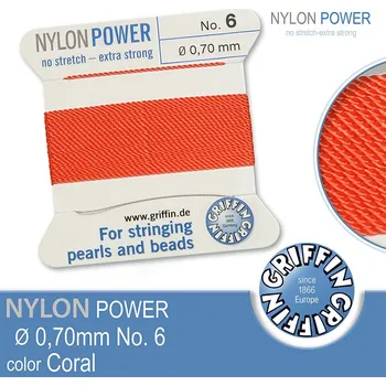Nit NYLON Power velmi pevná nit GRIFFIN síla nitě 0,70mm barva Coral