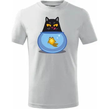 ON-DESIGN Dětské tričko s KOČKOU Velikost: 134 cm/8 let, Barva: bílá