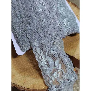 Krajka Elastická krajka šíře 55 mm barva šedá světlá