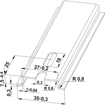 Rozvaděč ELEKTRO BEČOV Lišta TH 35x7,5/2000mm E151451 perfor. E151451