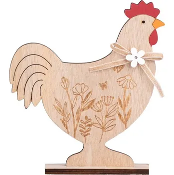 Dekorace dřevo 185x50x215mm kohout na postavení, přírodní 63 gram