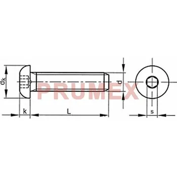 Šroub Šroub s půlkulatou hlavou inbus ISO 7380 M10x20 nerez A2