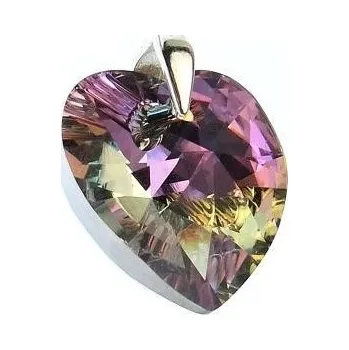 Přívěsek Stříbrný přívěsek SRDCE Swarovski 10mm Vitrail Light Stříbro 925/1000