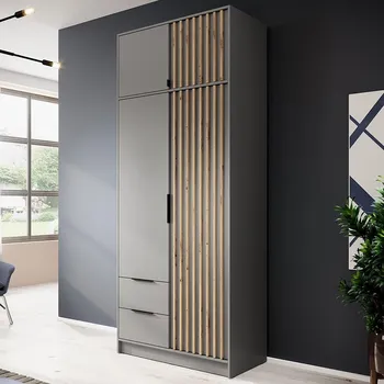 Šatní skříň Šatní skříň NELLY 2D bez zrcadla + nástavec | 105 cm | šedá