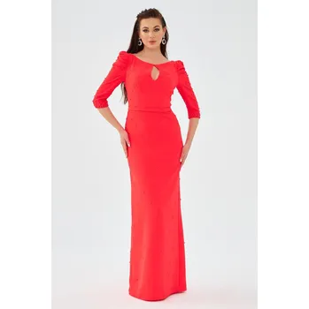 Dámské šaty Dlouhé večerní šaty Carmen Coral Crepe s perlovou výšivkou Carmen červená 2583320