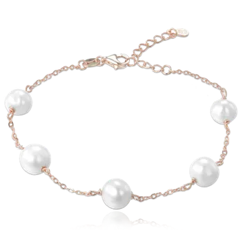 Náramek MINET Rose gold stříbrný náramek s přírodními perlami