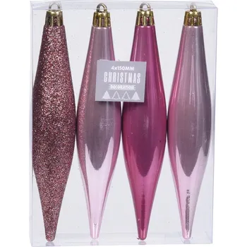 Vánoční ozdoba Rampouch 386602 15 cm růžový 4 ks