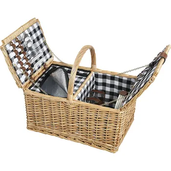 Piknikový koš Cilio LUGANO Piknikový koš pro 4 osoby proutěný světle hnědý