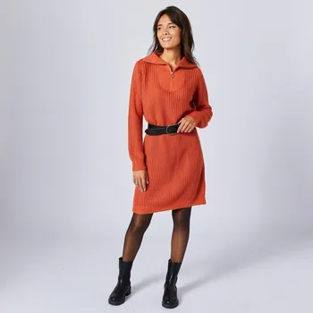 Dámské šaty Pulovrové šaty se stojáčkem na zip, mohérové na dotek korálová 46/48