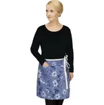 Kuchyňská zástěra do pasu modrá kostička s květem