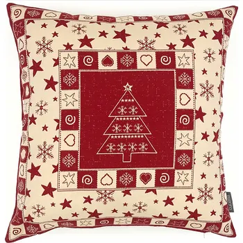 Dekorativní polštářek BYTEMA Vánoční dekorační povlak VÁNOČNÍ STROMEK I RED 45 x 45 cm