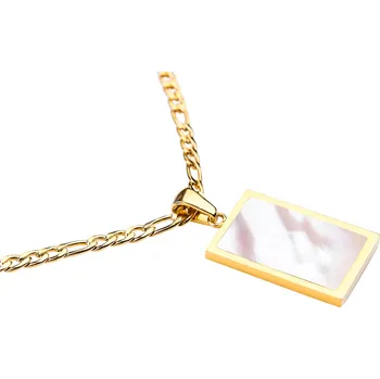 Náhrdelník franco bene Obdélníkový náhrdelník s bílým kamenem - pozlacený | 1379