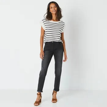 Dámské džíny Strečové džíny mom pro malou postavu černá 42