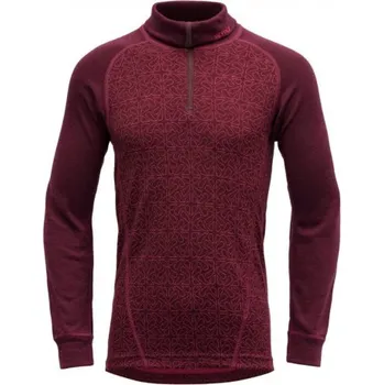 Dětské termoprádlo Dívčí funkční tričko Devold DUO ACTIVE MERINO ZIP NECK JR - vínová 140
