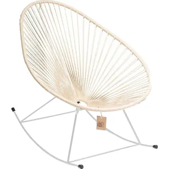 Béžové konopné houpací křeslo Acapulco s bílou podnoží