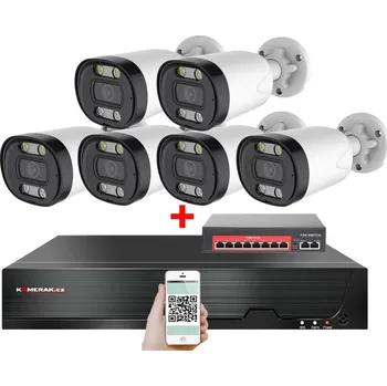 Kompletní kamerový systém IP 6 kamerový set s externím PoE XM-613B-Ext. 4MPx, CZ menu