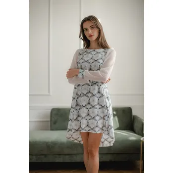 Dámská móda Dámské šaty L082 bílo/modré - Lenitif XL