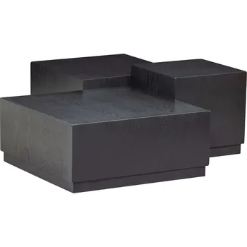 Konferenční stolek WOOOD Set tří černých jasanových konferenčních stolků Pommo 70/55/40 cm