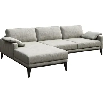 Pohovka Šedá koženková rohová pohovka MESONICA Musso, levá, 248 cm