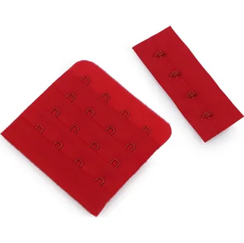 Zapínání na podprsenky, plyš šíře 70 mm čtyřřadé, barva 4 červená