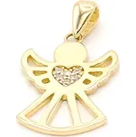 Zlatý přívěsek anděl se srdíčkem ze zirkonů 1,22g