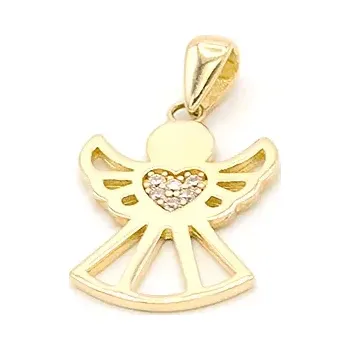 Přívěsek Zlatý přívěsek anděl se srdíčkem ze zirkonů 1,22g