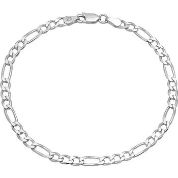 Náramek Šperky4U Dámský stříbrný náramek figaro, délka 18 cm - NB-1232