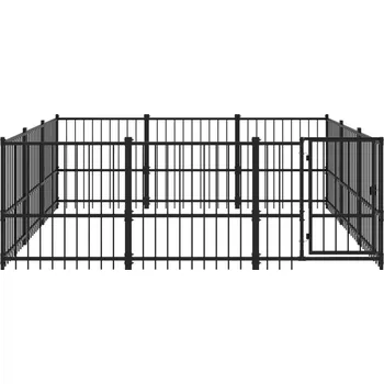klec pro psa Ocelový venkovní psí kotec s práškovým nástřikem bez střechy černý