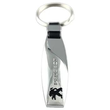 Přívěšek na klíče oválný PEUGEOT kovový, včetně kroužku na klíče