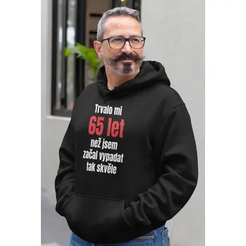 Pánská mikina Pánská mikina Trvalo mi 65 let Barva: Černá, Velikost: 4XL