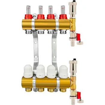 rozdělovač topení EUROTHEX Rozdělovač pro podlahové vytápění mosazný - 4 okruhy