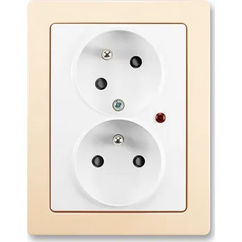 Elektrická zásuvka ABB SWING L Zásuvka dvojnásobná s natočenou dutinou, s ochranou před přepětím, jasně bílá/krémová