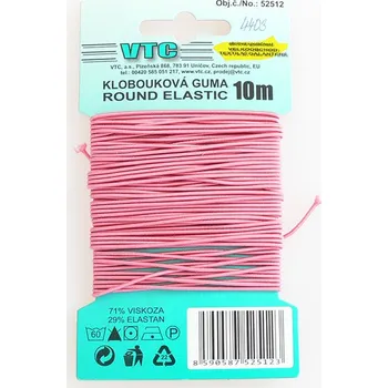 Textilní guma Klobouková guma 1,2mm 10m - 4404 - růžová