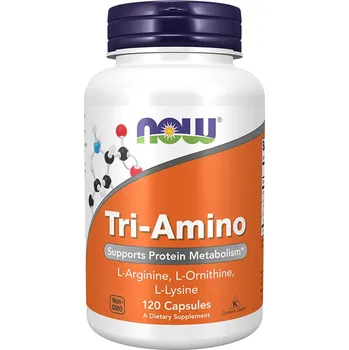 Aminokyselina Now Foods Tri-Amino - L-arginin L-ornitin L-lysin Aminokyseliny (120 Kapsla)