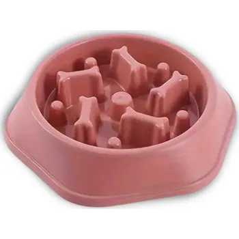 Miska pro psa Doghouse-shop.cz Zpomalovací miska s kostičkami pro psy - růžová