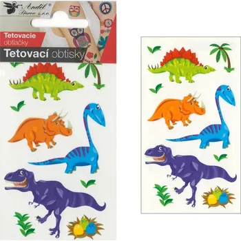 samolepka Anděl Tetovací obtisky 10,5x6 cm- malí dinosauři